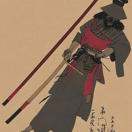 Prompt: samurai quarterstaff
