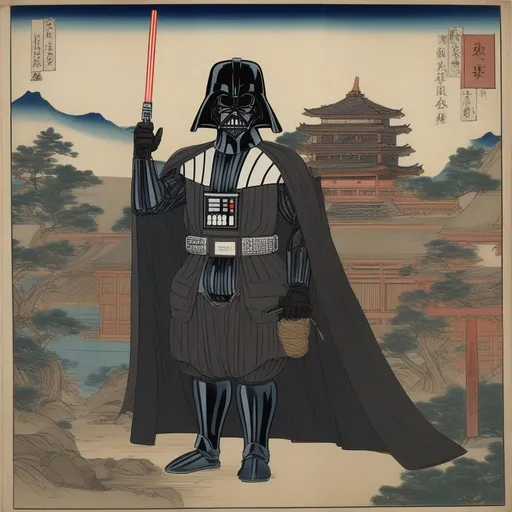 Prompt: darth vader in the medieval japan