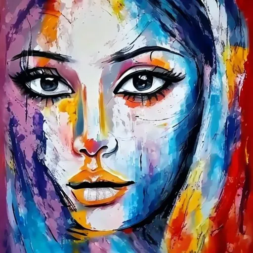 Prompt: female face abstract painting