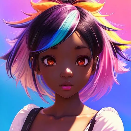 beautiful girl, cute, blissful, multi-colored hair,... | OpenArt