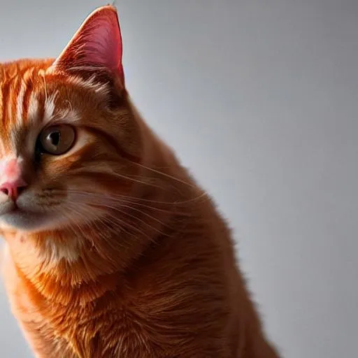 Prompt: An orange tabby with red starry eyes.