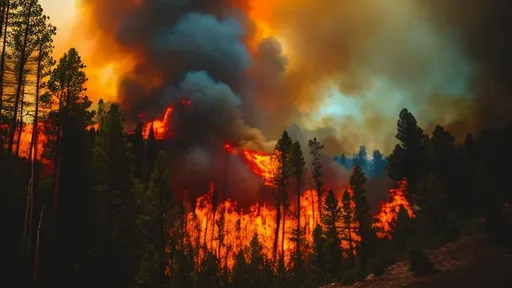 Prompt: A forest is on fire there is smoke and flames