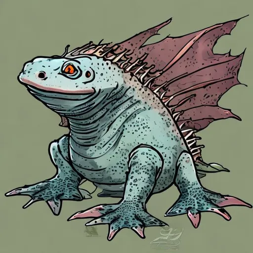 Prompt: medieval sea monster style axolotl