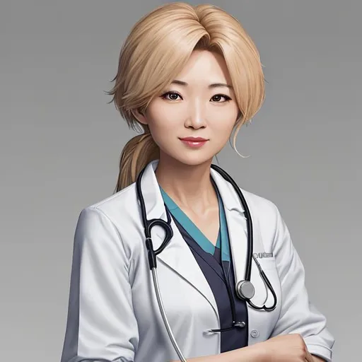 Prompt: Yang female doctor with stethoscope 