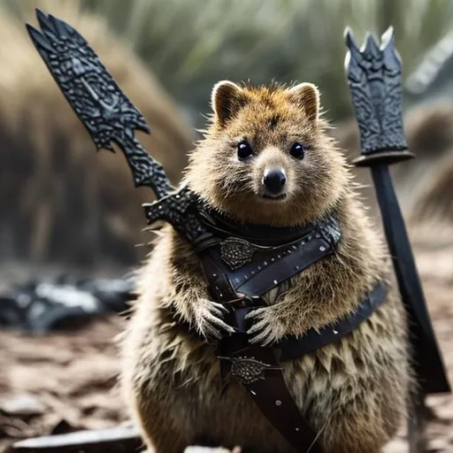 Prompt: a quokka dressed in game of thrones style of clothing