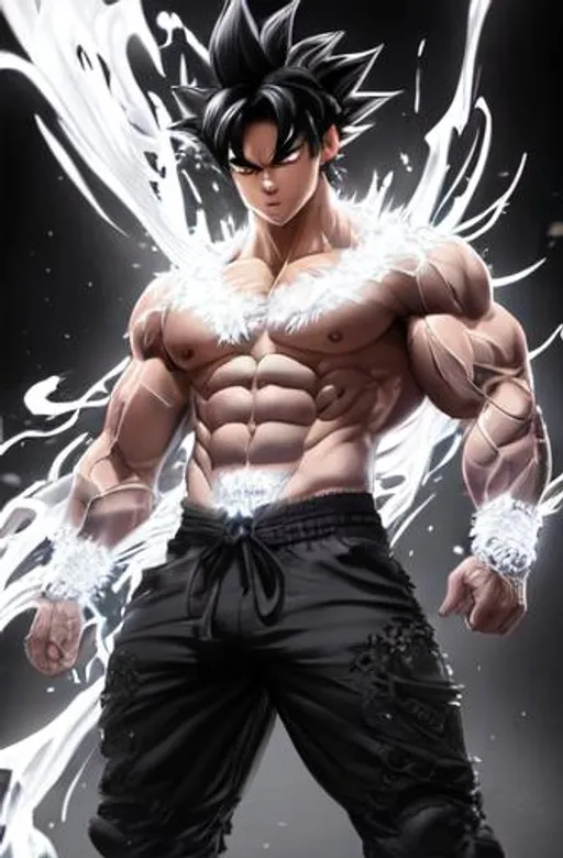 men adult , white hair large , tail , ssj5 , Goku 