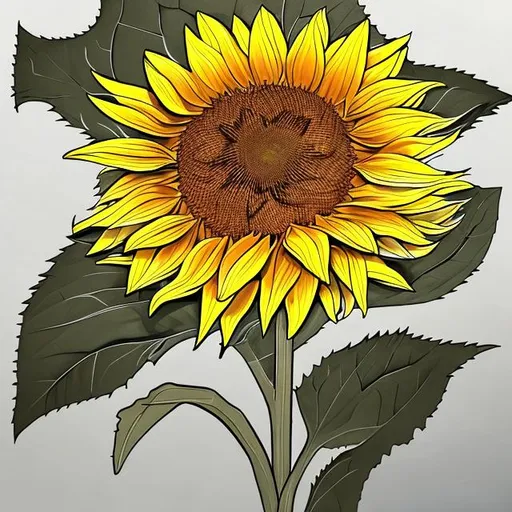 Prompt: Sunflower illustration  for coloring book 