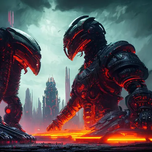 Prompt: 8k portrait of two aggressive futuristic gladiators fighting to the death, with cyber swords, in a huge thunder dome-like battle Fortress, with huge crowd, cinematic perspective concept art, sci-fi style art, background, .obj file, high-quality render, ultrarealistic, cinematic style, files, DeviantArt rendered in unreal engine 5, intricate details