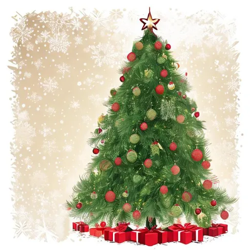 Prompt: christmas tree, detailed illustration mixed with haselblad style on white background