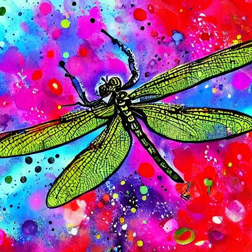 dragonfly sits on a flower; Speedpaint with large br... | OpenArt