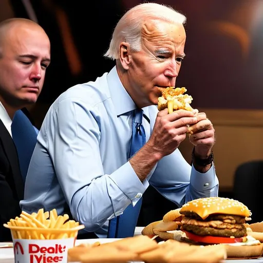 Prompt: Joe Biden eating mcdonalds 