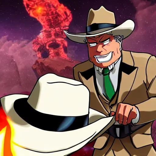 Prompt: Doug Dale Dimmadome fighting Doomslayer in Hell