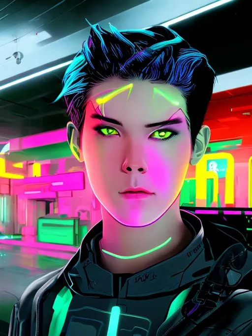 Prompt: neon boy cyber pank 
