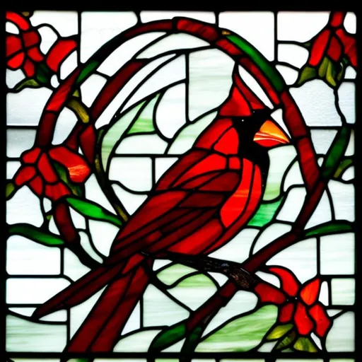 Prompt: Stained glass red cardinal