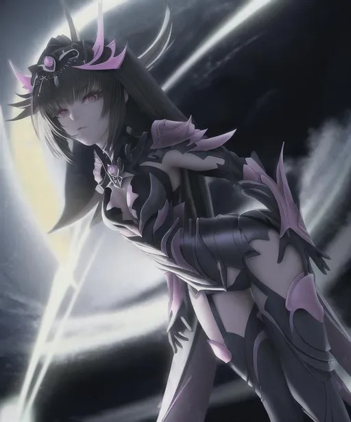 Prompt: highly detailed anime goddess Nyx wearing pink armor