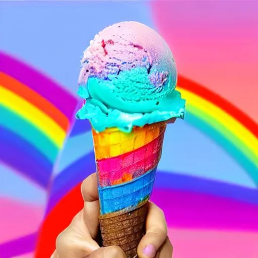 Prompt: Rainbow Ice-cream 