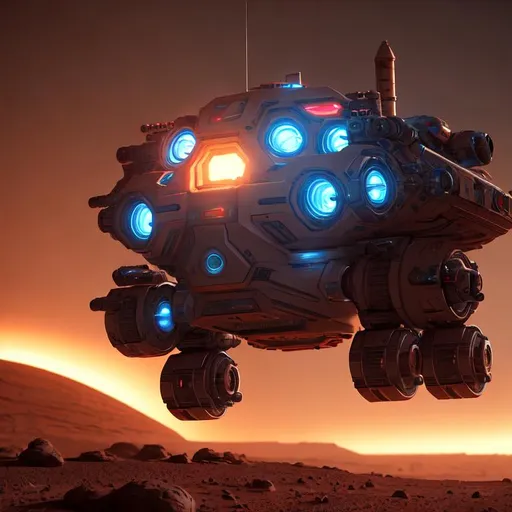 Prompt: terran marine on mars, unreal engine, octane, hyper-realistic, middle of SPACE, cyberpunk lights, Hyper Detail