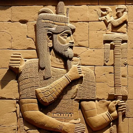 Prompt: Gilgamesh, known as Gilgameš in Akkadian and originally Bilgames in Sumerian, held the status of a heroic figure within the realm of ancient Mesopotamian mythology. He served as the central character in the Epic of Gilgamesh, an epic poem that was composed in Akkadian during the latter part of the 2nd millennium BC.                                                                                              