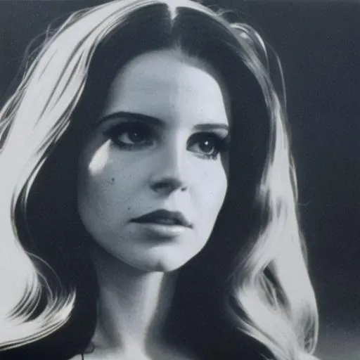 Prompt: movie still of lana del rey in a surreal 70s art horror film