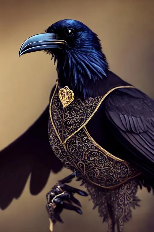 Prompt: character concept art Portrait of Anthropomorphic raven dressed like a gentleman Hands folded human body black suit pince-nez intricately designed perfect composition, hyperrealistic, super detailed, 8k, high quality, trending art, trending on artstation, sharp focus, studio photo, intricate details, highly detailed, fairy lights, brokeh, gothic