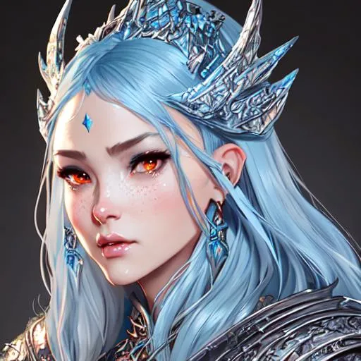 Prompt: Ice fantasy creature, beautiful d&d character portrait, dark fantasy, detailed, realistic face, digital portrait, intricate armor, fiverr dnd character, wlop, stanley artgerm lau, ilya kuvshinov, artstation, hd, octane render, hyperrealism, peter mohrbacher, alena aenami, trending on artstation, astral, photorealistic, cinema 4d,
 anime Character Design, Unreal Engine, Beautiful, Tumblr Aesthetic,  Hd Photography, Hyperrealism, Beautiful Watercolor Painting, Realistic, Detailed, Painting By Olga Shvartsur, Svetlana Novikova, Fine Art