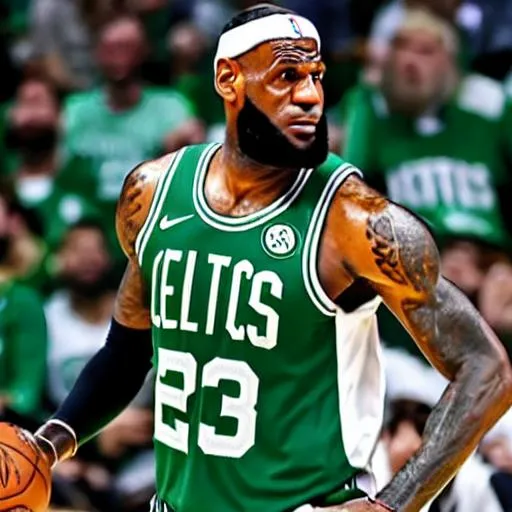 Prompt: Lebron James playing for the Boston celtics