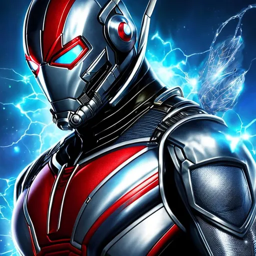 Prompt: High resolution hyperrealistic dynamic image of hank-pym-ant-man merged with captain-universe, symmetrical detailed photorealistic face, highly detailed, cinematic, uhd, hdr, 64k