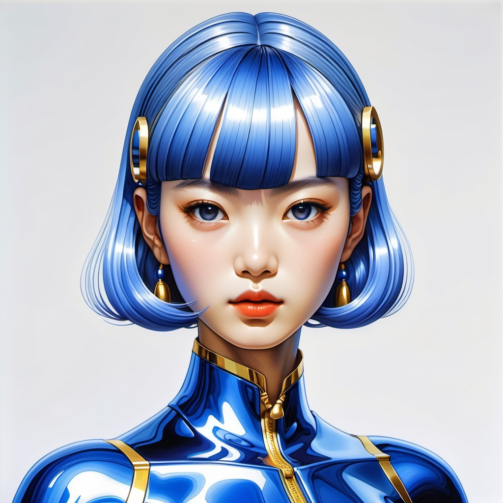 Art By Hajime Sorayama Short Cobalt Blue Hair0 