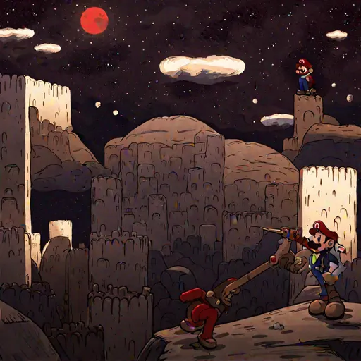 Prompt: mario blood moon