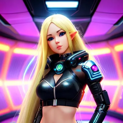 Prompt: cybernized girl with cyberpunk prosthetics in single underpants, long blonde hair, female elf, semi realistic, sakimi chan style, Spaceship inside, futuristic style, Sci-fi, hyper detailed, laser in center, laser from the sky, energy clots, photorealism, hyper realism, acceleration, light flash, speed, painting, 8K, HD, super resolution , Cinematic, Long Exposure, 8K, HD, Super-Resolution, Laser --q 2 --ar 1:2
