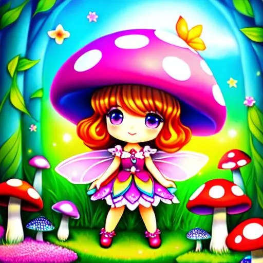 Prompt: Mushroom fairy, vivid colours 