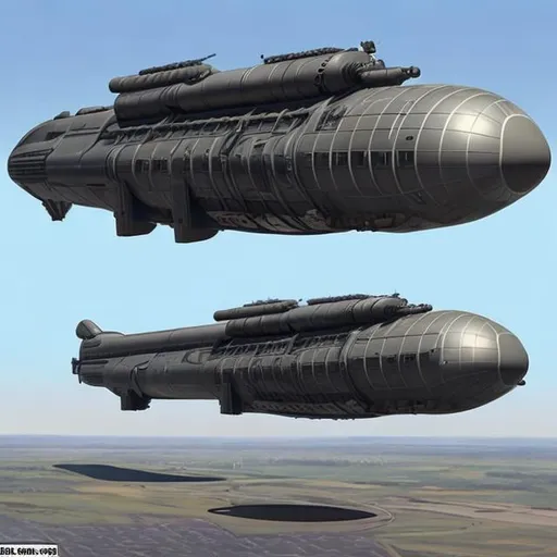 Prompt: scifi, blimp, military gun ship