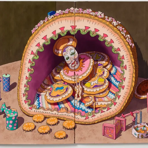 Prompt: A jester emerges from the ground after years of dormancy 