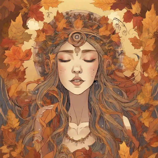 Prompt: autumn goddess singing