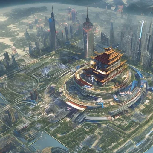 Prompt: The magnificent and futuristic capital of the Chinese Empire