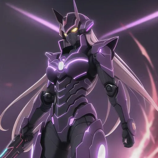 Prompt: Apocalypse War, Ultra tecnology, Dark future, golden robots , purple moonlight background