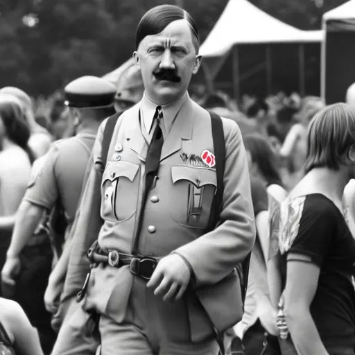 Prompt: adolf hitler is a hippie at lollapalooza