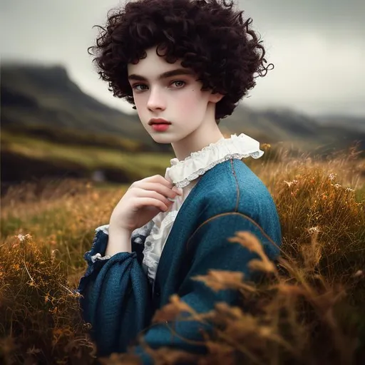 Prompt: Black hair young men with blue eyes, pale skin,hugging a little girl, red curly hair,clothes from 18th century, scotland landscape ,analog filter, perfect composition, hyperrealistic, super detailed, 8k, high quality, trending art, trending on artstation, sharp focus, intricate details, highly detailed