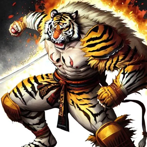 mutant-sensei-white-sabretooth-tiger wearing full-bo... | OpenArt