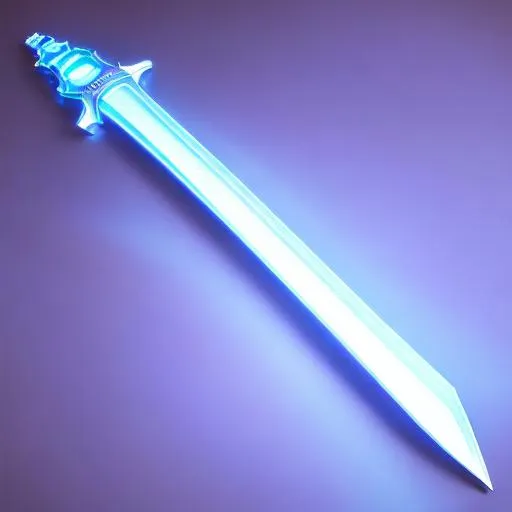 Prompt: blue colored shiny sword, glowing, emanating, realistic, unreal engine