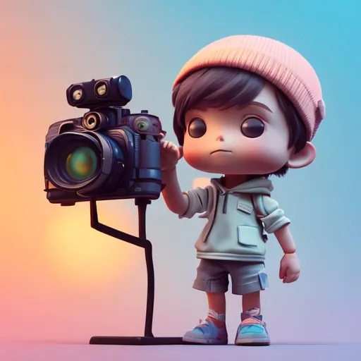 Prompt: Tiny cute boy holding
camera toy, standing
character, soft smooth
lighting, soft pastel
colors, skottie young,
3d blender render,
polycount, modular
constructivism, pop
surrealism, physically
based rendering,
square image
