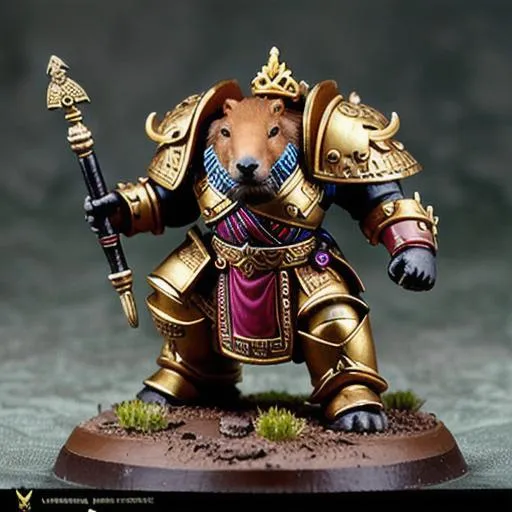 Prompt: capybara god-emperor warhammer