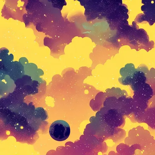 Prompt: lofi universe yellow colors space

