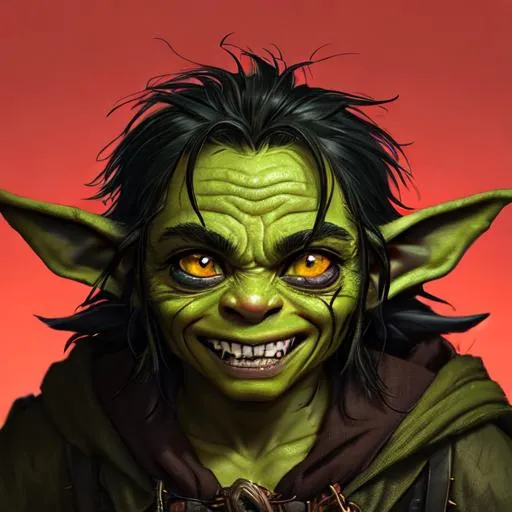 a portrait of a small eratic male goblin, rimpled fa... | OpenArt