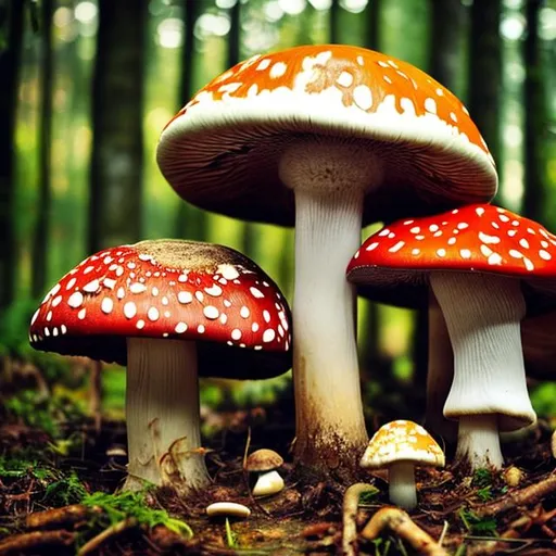 Prompt: Colorfull, big mushroom, forest,