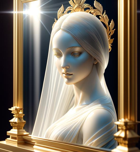 Translucent Woman statue of translucent woman reaching out of a mirror... | OpenArt
