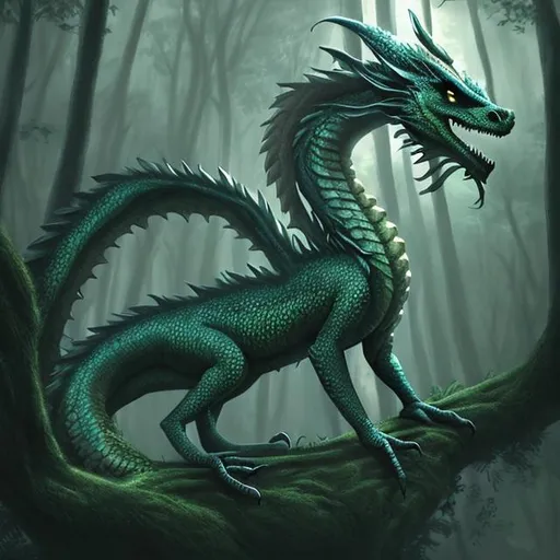 Prompt: forest dragon, digital art
