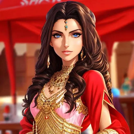 Prompt: semi-realistic anime Moroccan girl, skin highlights, hair highlights, movie scene, glamour, looking at viewer, wonderful face, very detailed face, extremely detailed face, highly detailed face, soft smile, happy, perfect face, perfect eyes, perfect teeth, perfect body, perfect anatomy, beautiful body, trending on instagram, trending on tiktok, trending on artstation, trending on cgsociety, white sclera, photorealistic, masterpiece, cinematic, 16k artistic photography, epic, drama, romance, glamour, beauty, cinematic lighting, dramatic lighting, insanely detailed, soft natural volumetric cinematic lighting, award-winning photography, rendering, hd, high definition, highly detailed