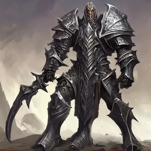 Prompt: goliath beautiful male eldritch knight without helmet