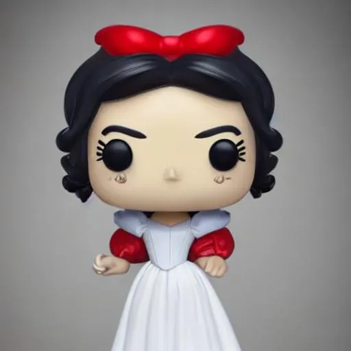 Prompt: Funko pop Snow White figurine, made of plastic, product studio shot, on a white background, diffused lighting, centered